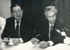 1990. március 4. - Bodnár Gábor, a KMCSSZ elnöke, és Lukács János az MCSSZ elnöke az előkészítő ülésen