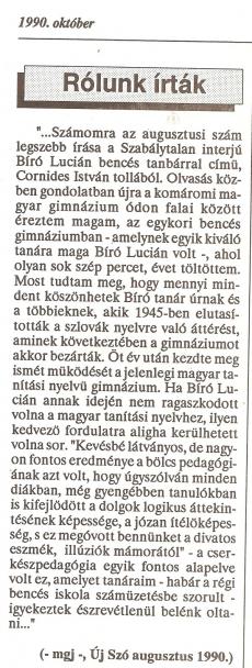 1990. május 15. - Elhunyt Bíró Lúcián